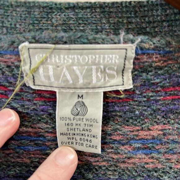 90s Grunge Men’s Wool Christopher Hayes Cardigan Size M Green Marled Kurt Cobain - Picture 3 of 7